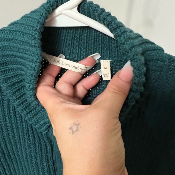 Teal Ribbed Cardigan Sweater - Picture 4 of 5